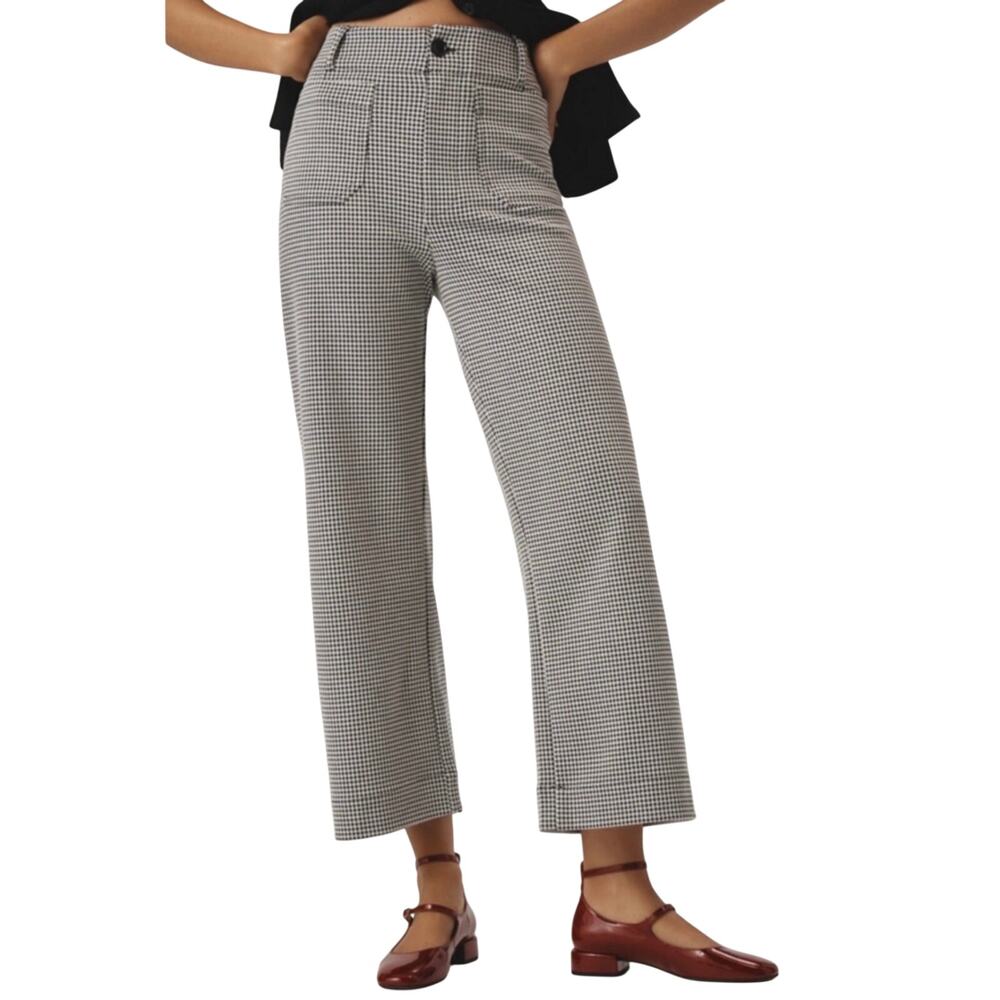 NWT ANTHROPOLOGIE MAEVE Women’s Colette Houndstooth Wide Leg Pant